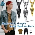 thumbnail image 3 of FaithHeart Runic Odin's Gungnir Spear Head Pendant Necklace for Men Black Stainless Steel Odin Sword Nordic Mythology Valknut Amulet Jewelry Gift for Dad Grandpa Fathers Day, 3 of 9