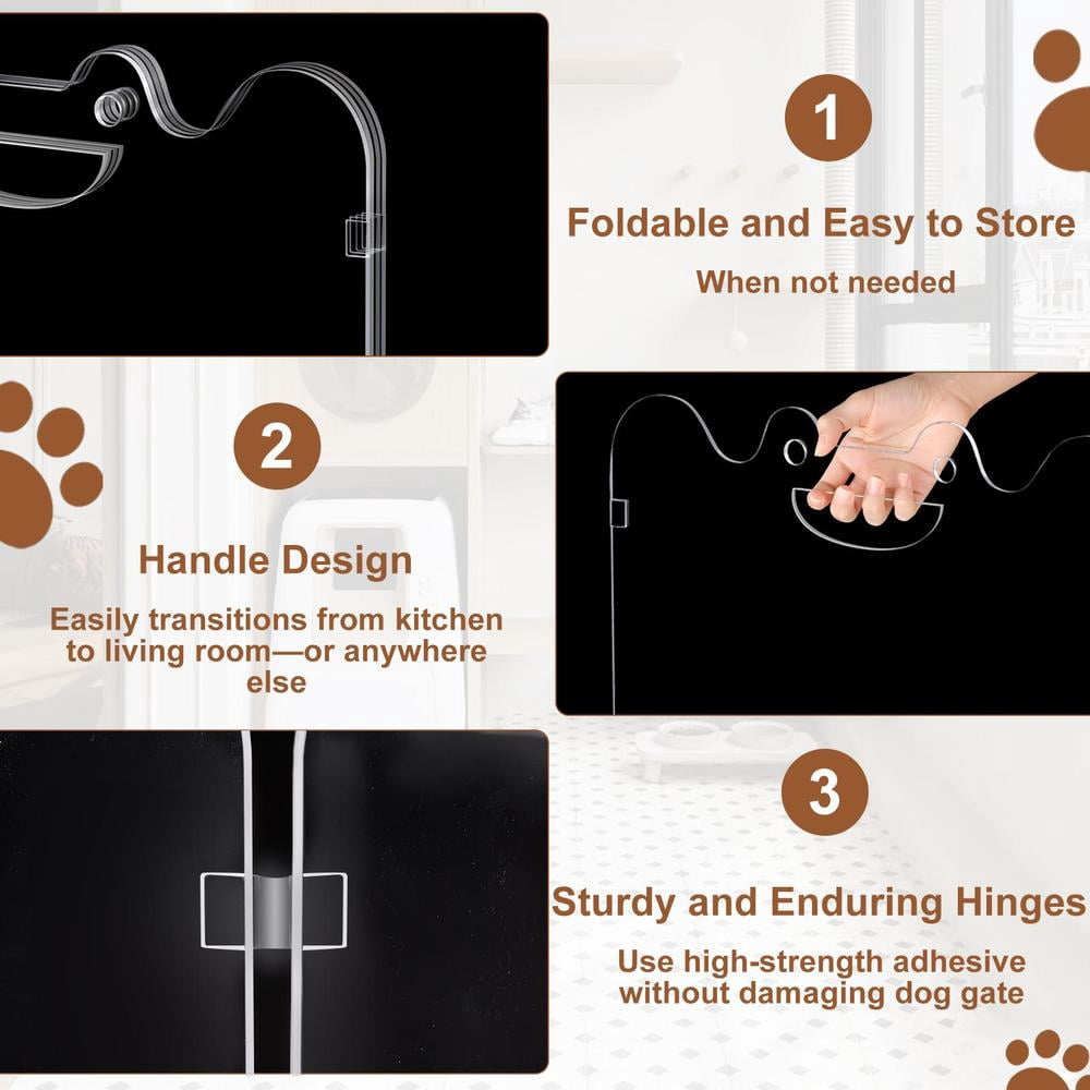 Acrylic Dog Playpen for House, Pre-Assembled Foldable Clear Gate Indoor with Handles, Free-Standing Pet Fence for Doorways for Small Dogs Puppy Cat Rabbit (4-Panel)