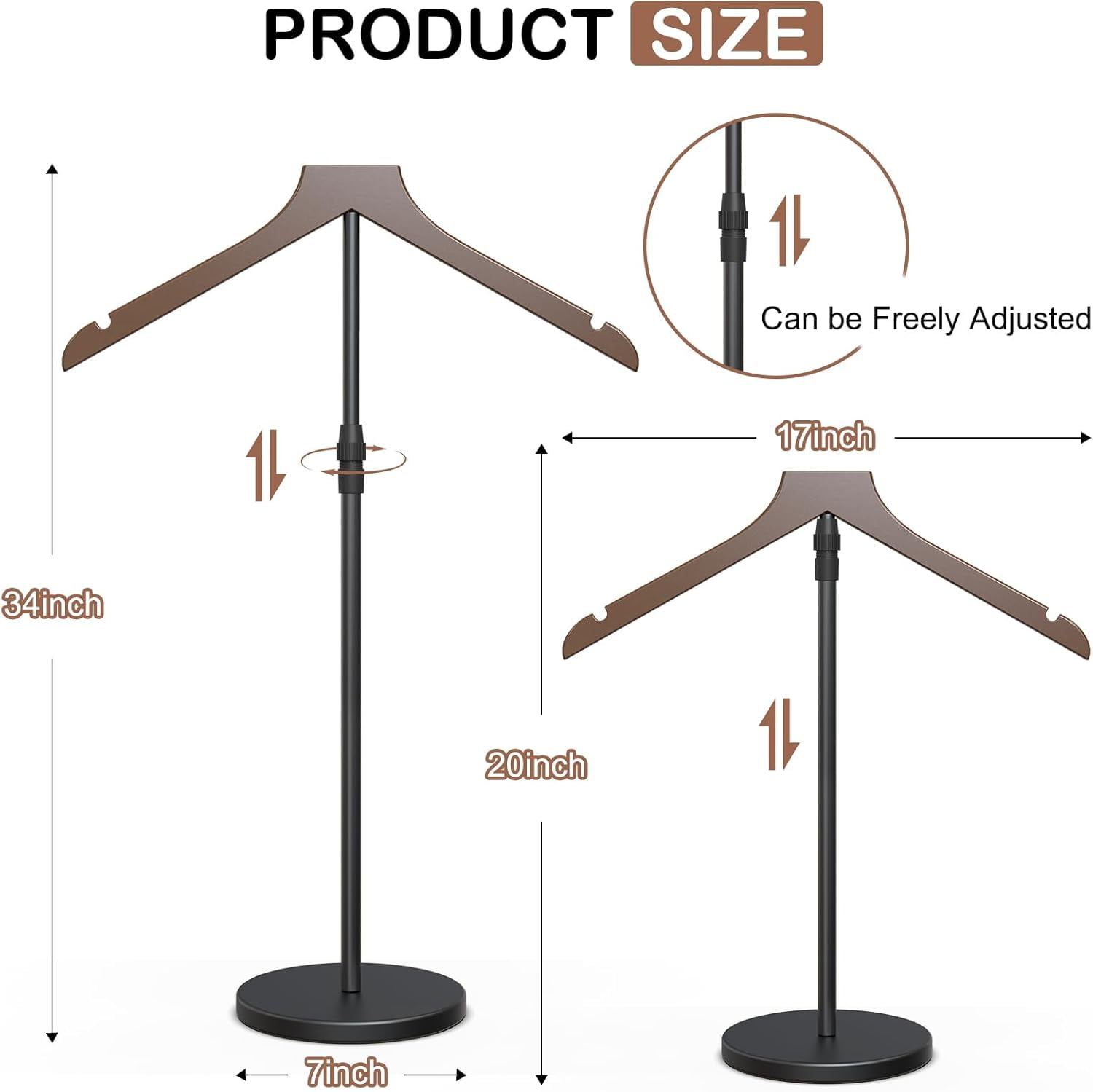 Shirt Display Stand, 18-34 Inch Adjustable Mannequin Stand for Vendors, Mannequin Torso Valet Stand for Shop, Dress Form Steamer Stand for Clothes, Jacket Coat Hanger Stand