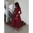 thumbnail image 6 of Burgundy Long Sleeve A-Line Ball Gown Dress For Women Evening Party Maxi, 6 of 8