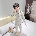thumbnail image 5 of LYMAYTER Kids Toddler Boys Crewneck Pajamas Outfit 2PCS Baby Spring Fall Cotton Soft Long Sleeve Sleepwear Loungewear Set for 1-12 Years, 5 of 6