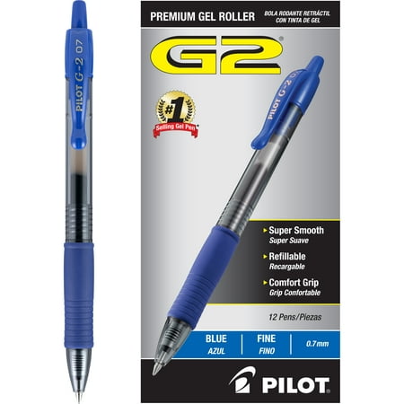 Pilot G2 Premium Retractable Gel Ink Pens, Fine Point (0.7 mm), Blue Ink, 12 Count 15064198