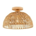 thumbnail image 2 of 11.81 Inch Khaki Handwoven Rattan Ceiling Lamp Boho Style Light Fixture for Bedroom Living Room Study (Bulb Not Included), 2 of 6