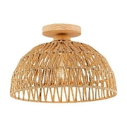 Yhmxh Boho Light Rattan Chandelier Ceiling Lighting Fixtures Boho Lamp Shade Flush Mount Ceiling Light Hand-Woven Small Chandelier for Hallway Bedroom Kitchen Lights (Light Bulb Not Included)