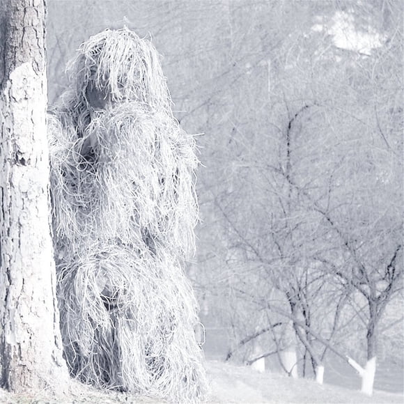 5 in 1 Ghillie Suit, 3D Camouflage Hunting Apparel Including Jacket, Pants, Hood, Carry Bag