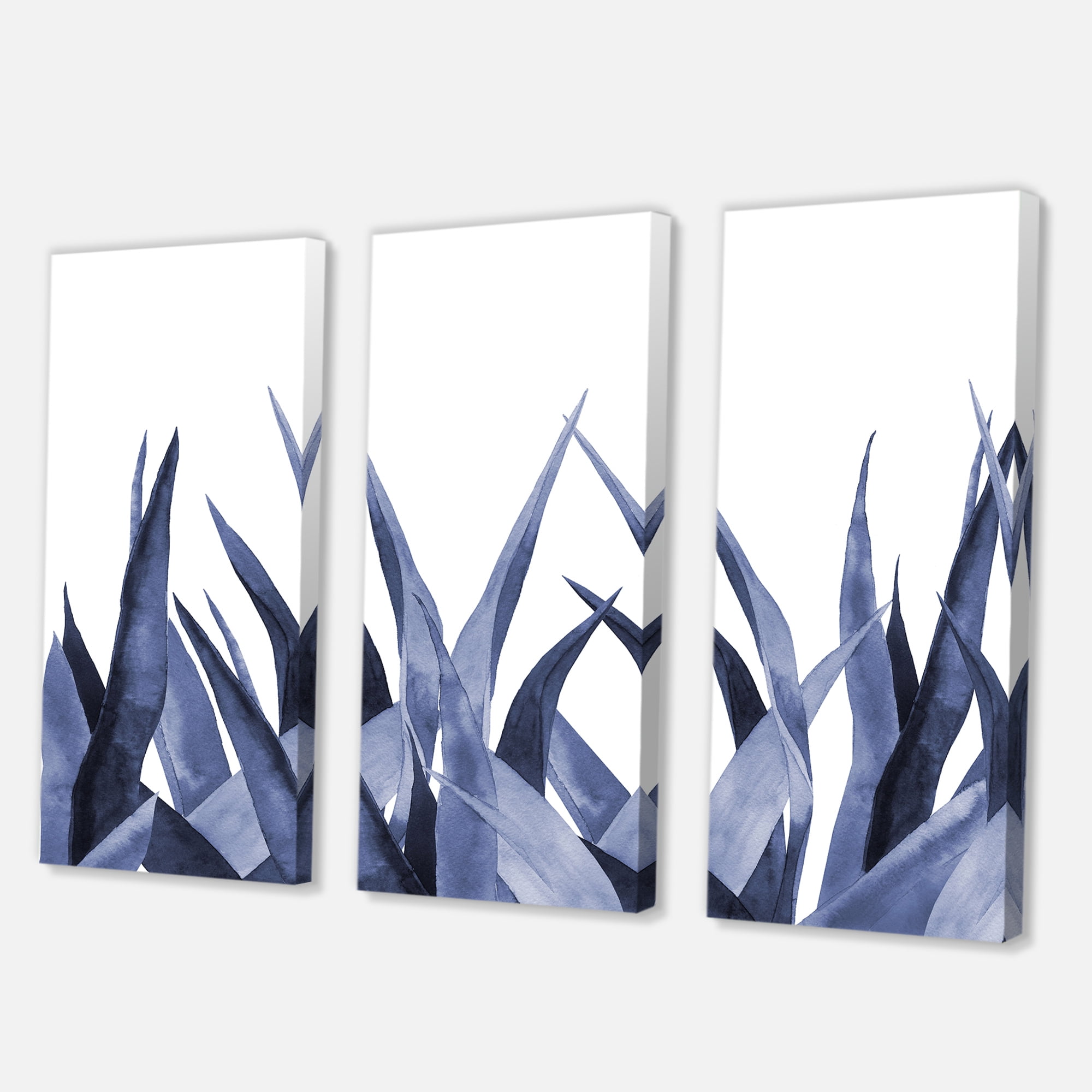 Designart ' Close Up Navy Blue Agave Leaves ' Traditional Canvas Wall Art Print