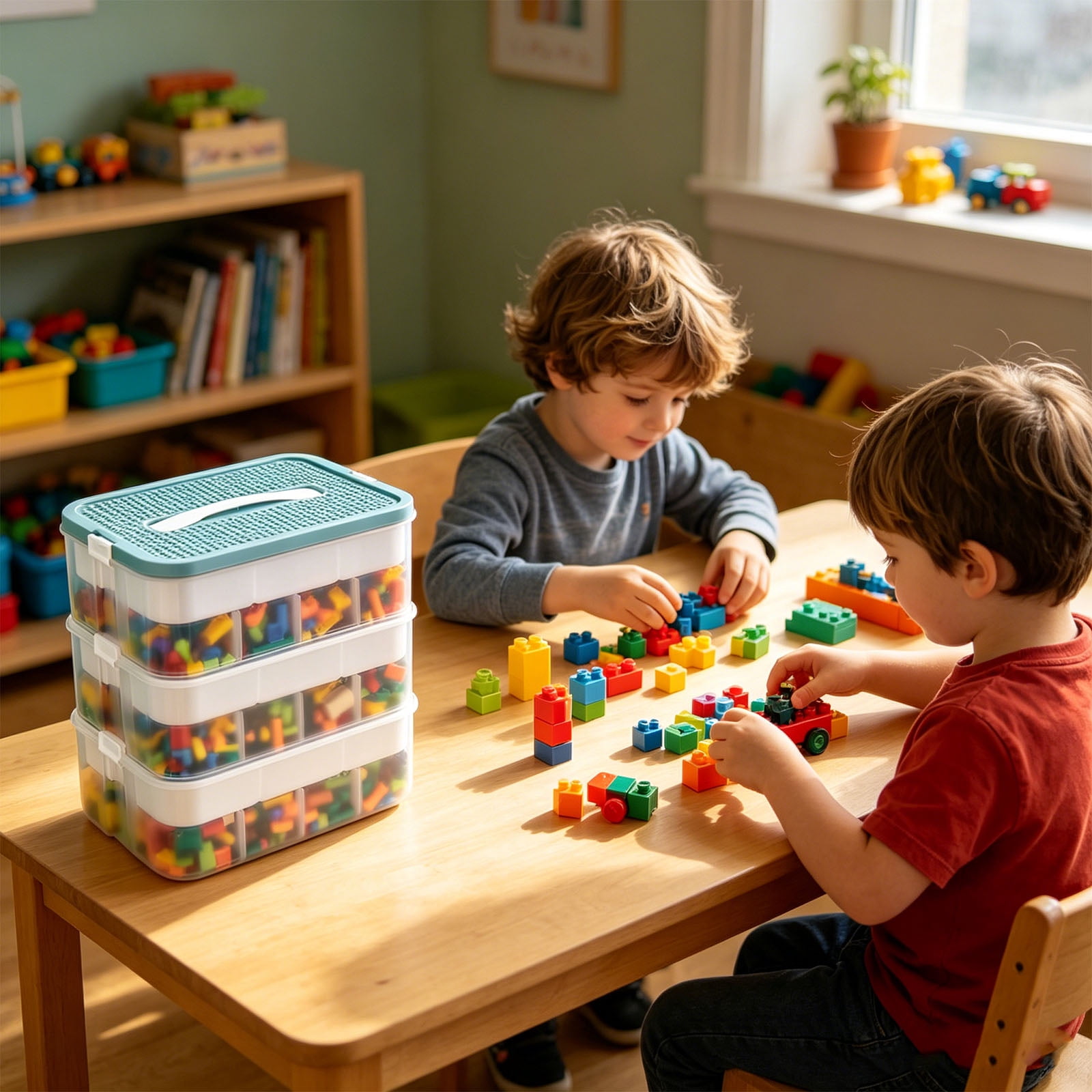 Toy Storage Organizer, 3 Tier Stackable Storage Transparent Building Bricks Puzzle Craft Plastic Container Organizing Sorter Layer Clear Building Storage