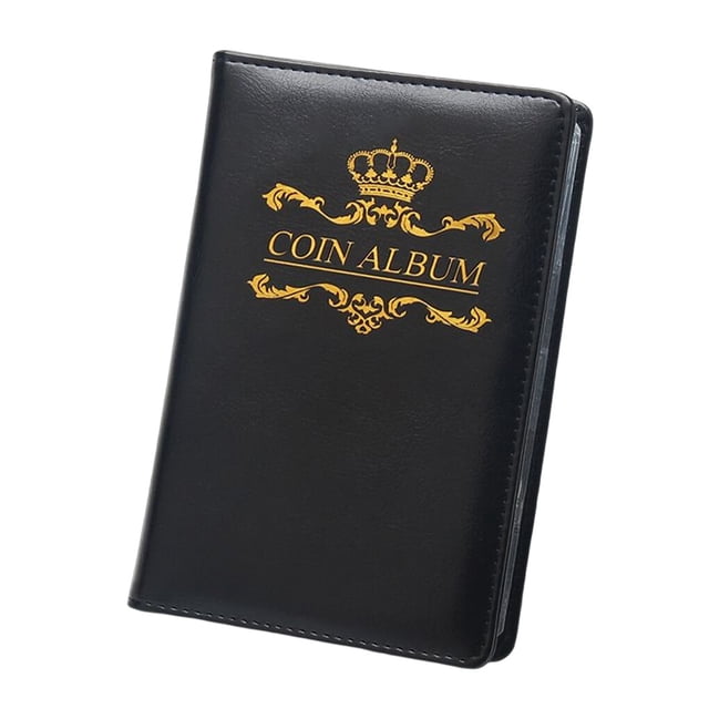 Bewildely Álbum de monedas con 120 bolsillos, coleccionista de sellos, monedas, notas, álbum de recortes, colección de dinero a prueba de Almacenamiento y organización del hogar Negro