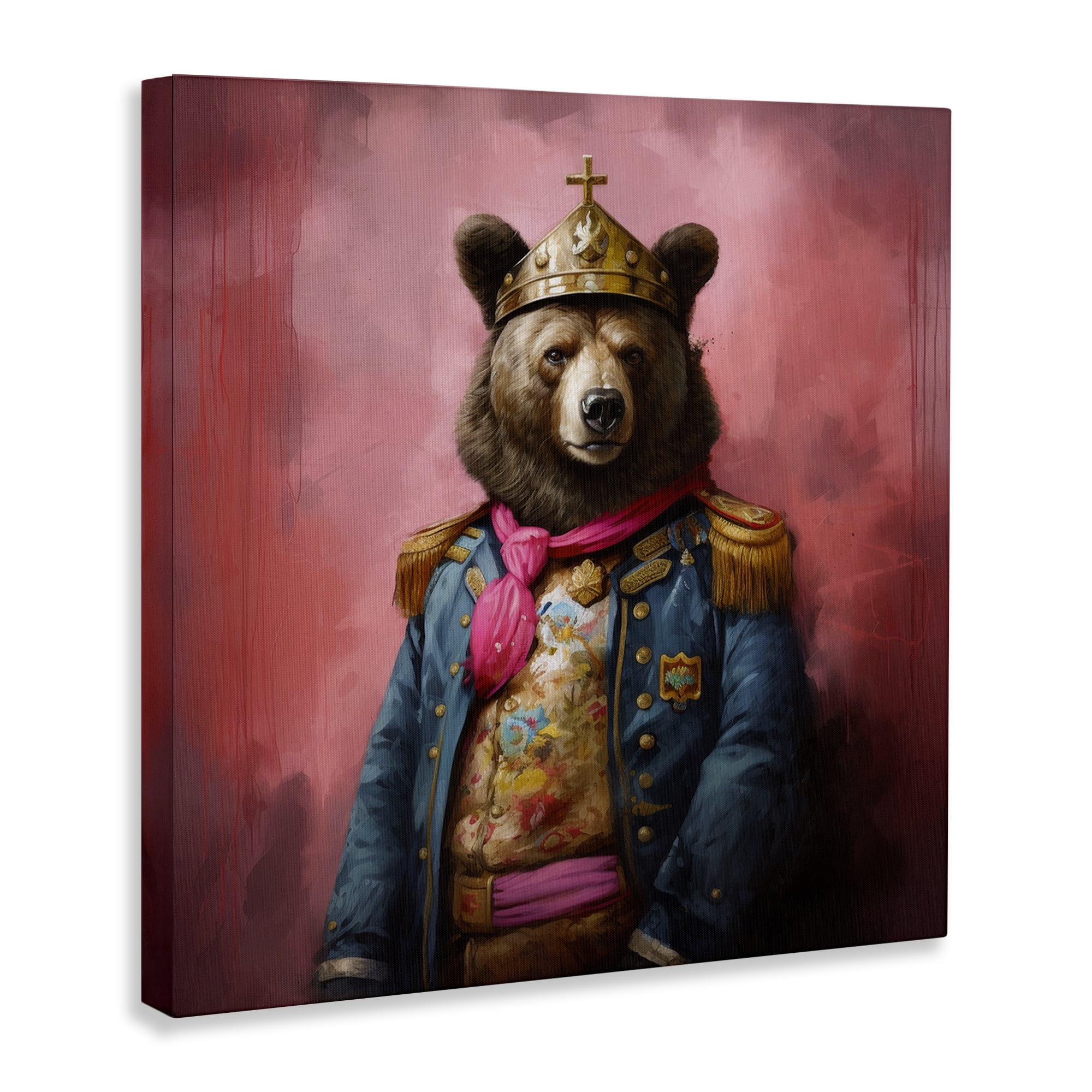 Stupell Industries Regal Bear Portrait Animals & Insects Painting Gallery Wrapped Canvas Art Print Wall Art, 36 x 36
