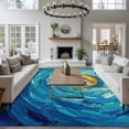 thumbnail image 4 of Funny Art Washable Living Room Rugs 6'x9', Summer Elephant Swimming Blue Sea View Oil Painting Low Pile Throw Large Area Rug Non-Slip Sturdy Edge Binding Carpet for Dining Room Kitchen Office, 4 of 9