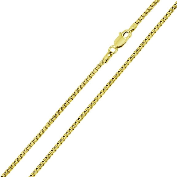 Round Box Chain 2.6mm Gold Plated 925 Sterling Silver Chain Made in Italy 22" Jewelry Female Unisex