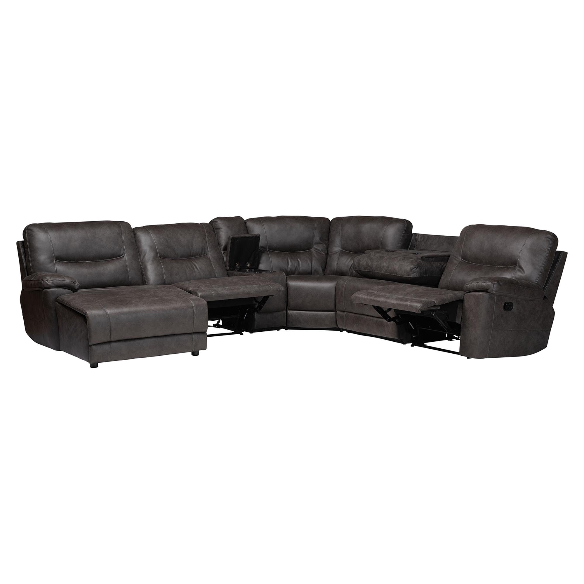 Baxton Studio Mistral Modern Modular Sofa, 6-Piece, Charcoal Grey