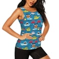 thumbnail image 2 of Xecao Transportations With Animals print women's scoop neck, loose-fit workout tank tops for the gym., 2 of 9