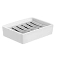 thumbnail image 1 of Jabonera de cerámica de acero inoxidable Sus304 para baño, jabonera de doble capa con drenaje automático, diga no al jabón esponjoso, fácil limpieza (blanco), 1 of 5