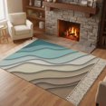 thumbnail image 3 of Teal Blue Ombre Cream Washable Area Rug 3'x5', Modern Geometric Brown Aesthetic Woven Cotton Tassels Kitchen Rugs, Non Slip Indoor Door Mat Throw Carpet for Entryway Living Room Nursery Laundry Room, 3 of 9