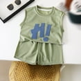 thumbnail image 2 of Kids Summer Boy Clothes Crew Neck Sleeveless Letter Print Tops Shorts Kid Clothes 7-8 Years Boys Clothes, 2 of 3