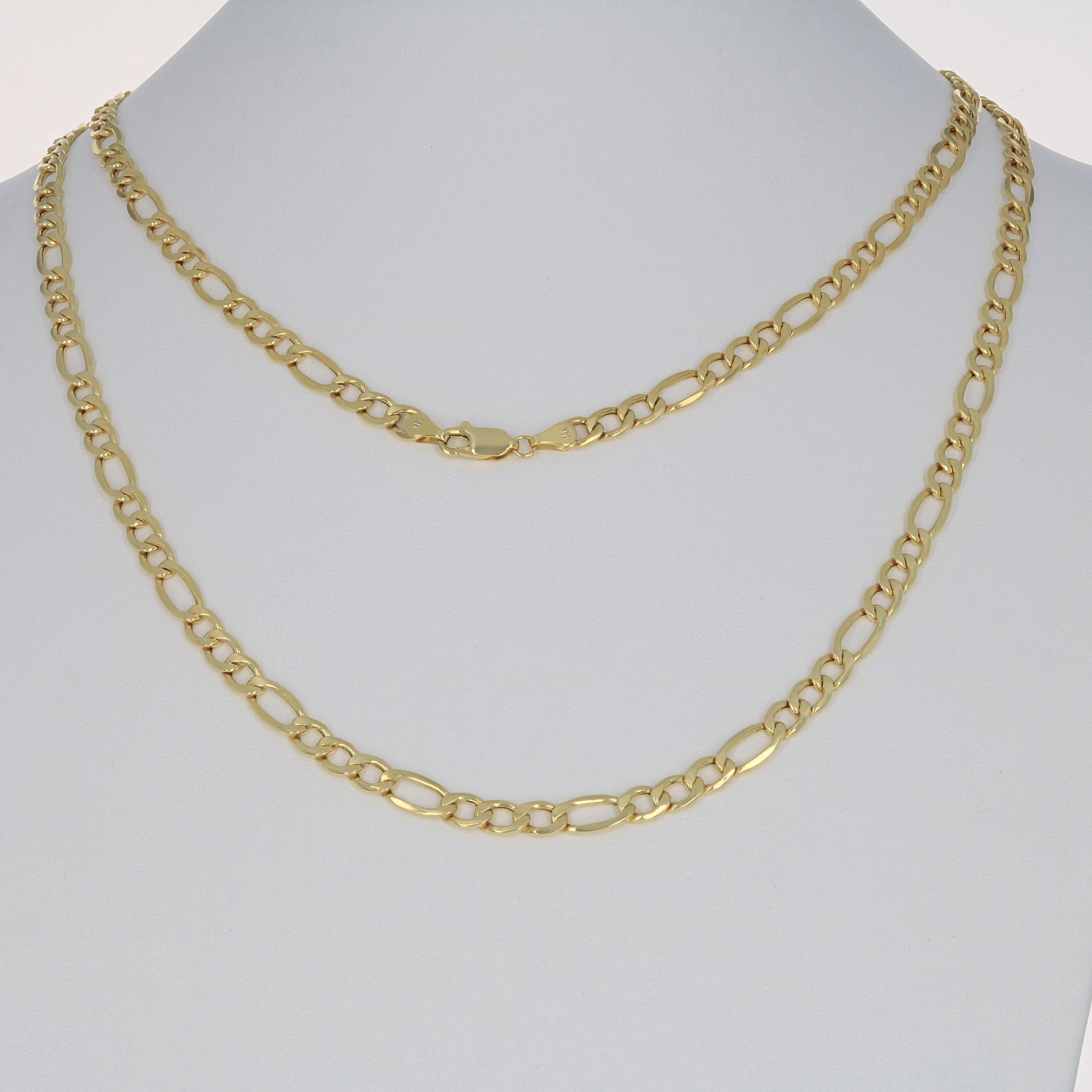 Nuragold 14k Real Yellow Gold Figaro Link 5.5mm Chain Necklace (16"-30") Italian Jewelry for Men & Women