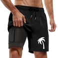 thumbnail image 4 of Board Shorts Men Swim Trunks With Compresssion Liner Inseam Board Shorts With Pockets Short Running Homme Black XXXXL, 4 of 4