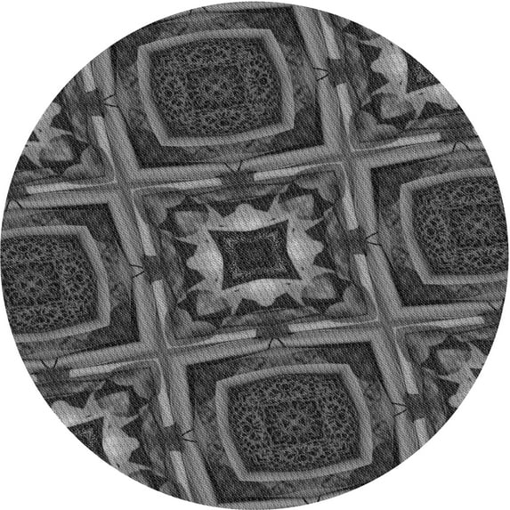 Ahgly Company Machine Washable Indoor Round Transitional Gray Area Rugs, 5' Round