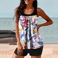 thumbnail image 4 of Nrmvnmi Tankini Swimsuits for Women 2 Piece Bathing Suits Floral Prints Round Neck Swim Tank Top with Boy Shorts Modest Swimwear Mothers Day Gifts, 4 of 6