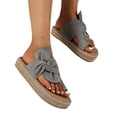 thumbnail image 7 of KIJBLAE Women Summer Sandals Flat Shoes Bowknot Beach Sandals Ladies Slip-On Open Toe Shoes Flats Plus Size Sandals Female Gray 39, 7 of 7