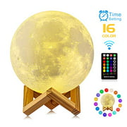 Moon Lamp GDPETS 3D Printing 9.6 Inches 16 Colors Moon Night Light with Stand & Remote &Touch Control and USB Rechargeable Decorative Luna Lamp
