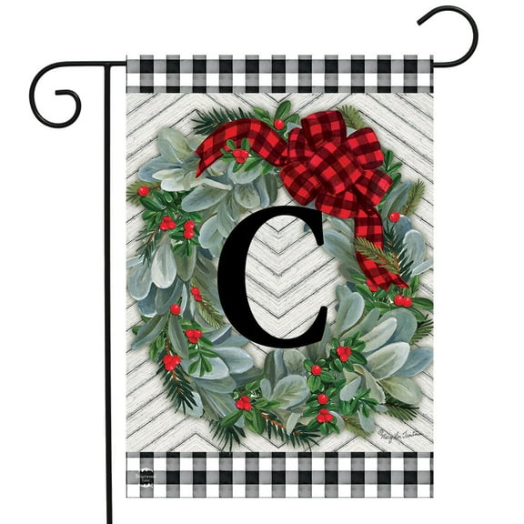 Briarwood Lane Winter Wreath Monogram Letter C Garden Flag
