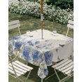 thumbnail image 2 of Square Outdoor Tablecloth with Umbrella Hole Blue Hydrangea Outside Table Cloth Waterproof Patio Table Cover Farmhouse Floral Butterflies Rustic Beige Zipper Tablecloths for Picnic Camping 60x60 Inch, 2 of 8