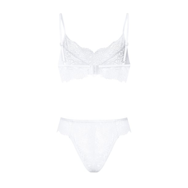 Merqwadd Women Twopiece Lingerie Set Lace Hem Deep Vneck Underwear and Panties