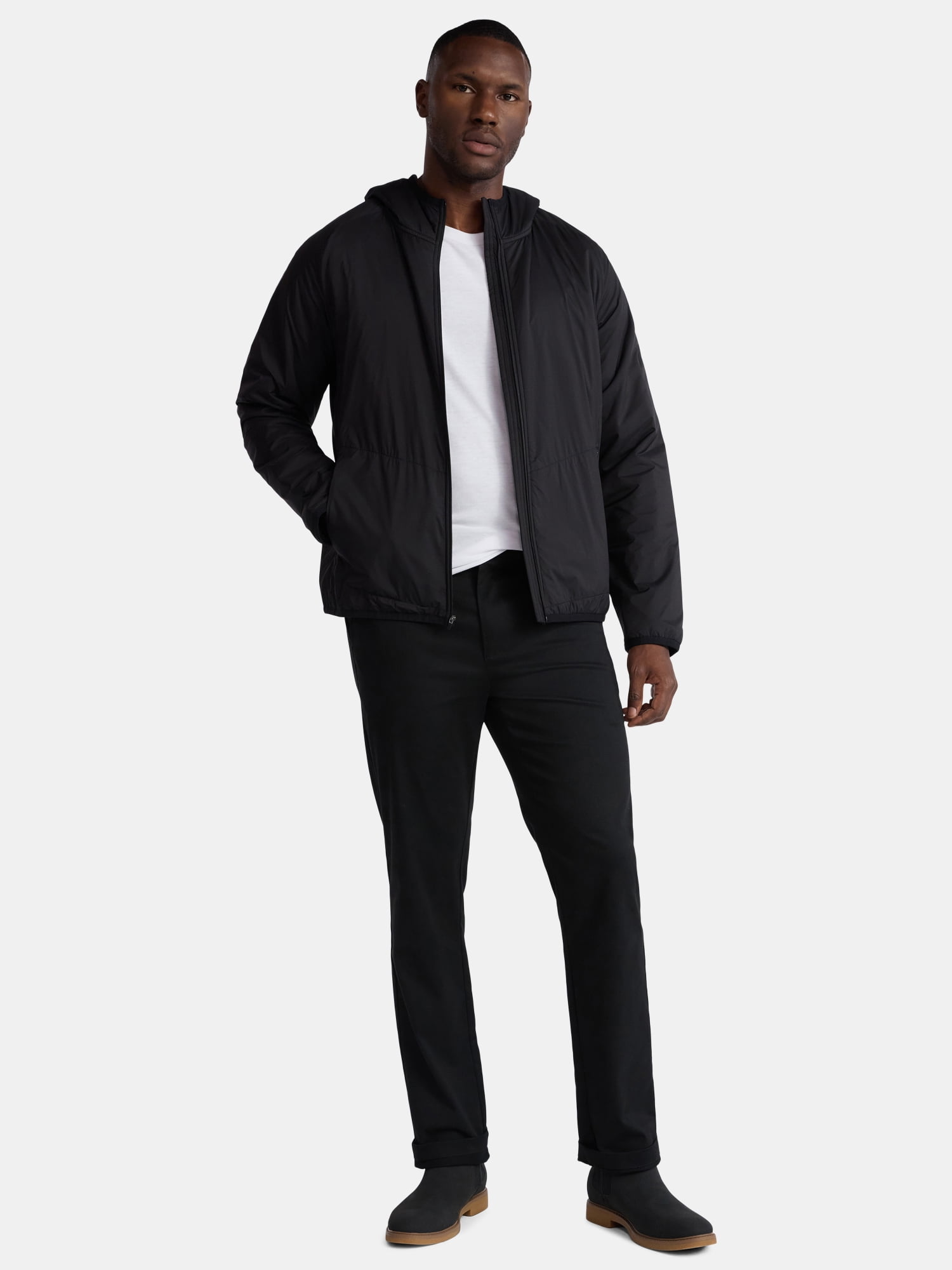 George Men's and Big Men's Lightweight Insulated Hooded Nylon Jacket, Sizes S-3XL