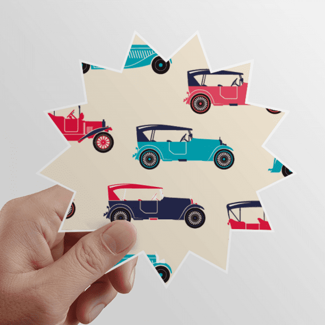 Colorful Classic Cars Cartoon Pattern Sun Vinyl Sticker Luggage Graffiti Flower Decal
