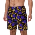 thumbnail image 2 of Uemuo Golden Snake And Purple Rose Pattern Mens Swim Trunks Quick Dry Board Shorts with Mesh Lining, Stretch Beach Shorts Quick Dry No-Chafing Board Shorts-XX-Large, 2 of 9