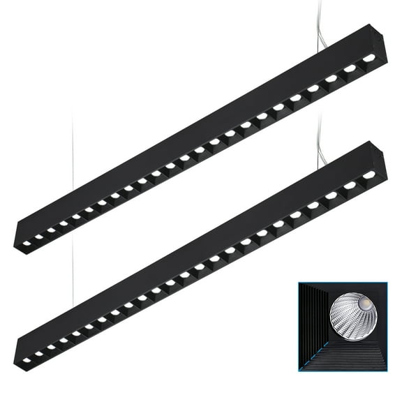 2 Pack 4FT LED Anti Glare Linear Light, 0-10V Dimmable, Commercial-grade Architectural Suspended Lighting Fixture, 4000K Cool White