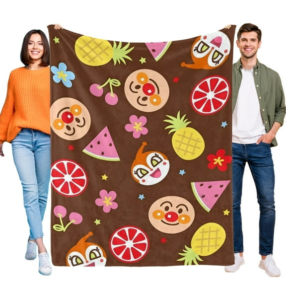 Anpanman Flannel Blanket 39*59 inch Soft And Comfortable With Clear Patterns And Easy Cleaning