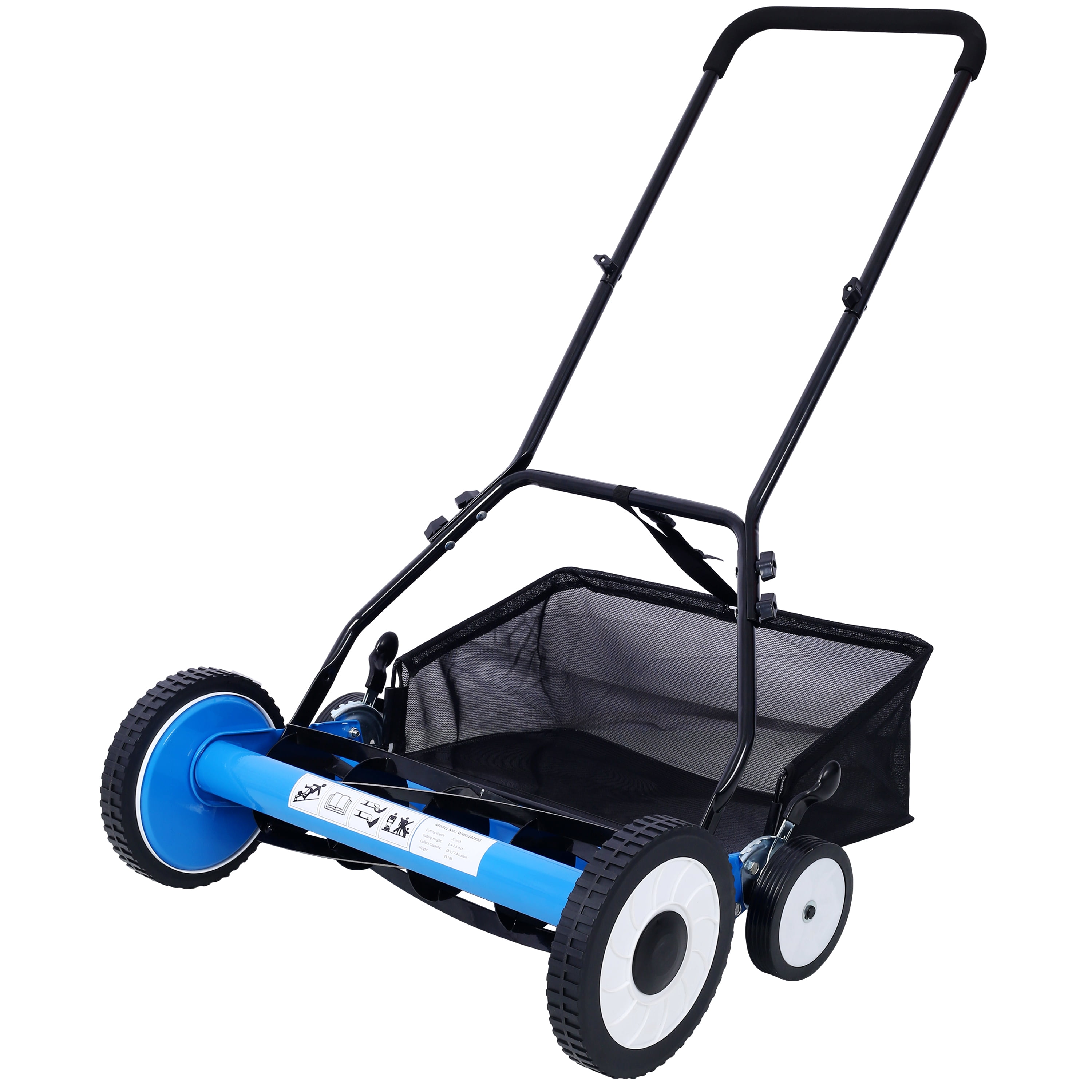 20in 5-Blade Push Reel Lawn Mower with Grass Catcher, 4 Wheels