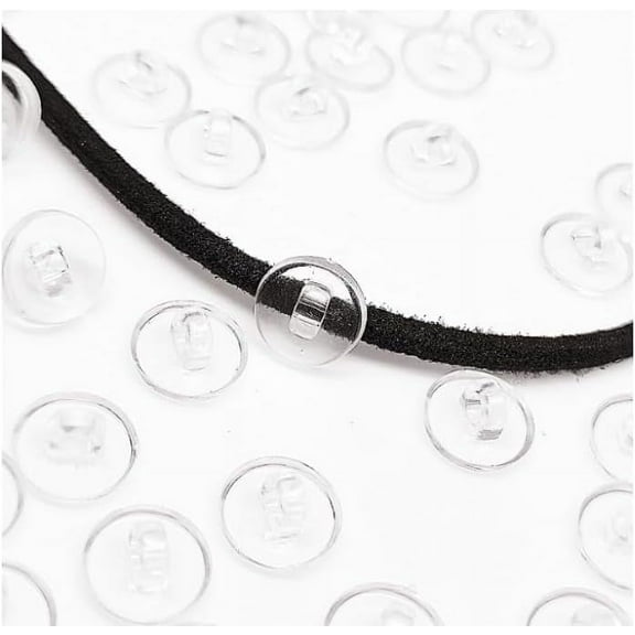 Plastic Sewing Shank Buttons Round Clear Transparent 10mm(3/8") Dia, 200 PCs