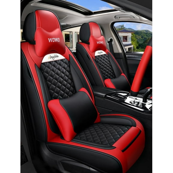 Maidao Car Seat Cover Full Set for Cadillac for Escalade 1999-2000 Faux Leather Waterproof Compatible Airbag Fit For Split Back Seat Cushion with Headrest and Pillow