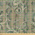 thumbnail image 2 of Ambesonne Bohemian Fabric by the Yard Upholstery, Earthy Baroque Snake Vibes, 1 Yard, Pastel Brown Cadet Blue, 2 of 5
