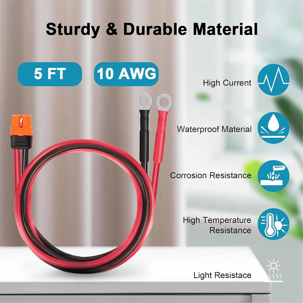 XT60i to O Ring Terminal Cable 10AWG Female to O Ring Connector XT60i Extension Cable for Power Station Solar Generators,2 * XT60i Female to O Ring terminal cable