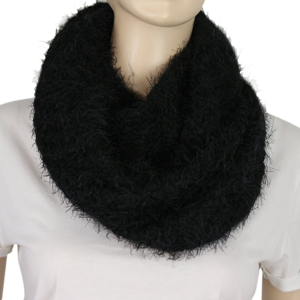 Soft and Silky Faux Fur Infinity Scarf Black