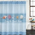 thumbnail image 2 of Coastal Blue Striped Shower Curtain, Waterproof Shower Curtains for Bathroom, Ocean Sea Summer Starfish Coral Shells Washable Fabric Bathtub Curtain Set Bath Decor with 12 Hooks Long 72"x84", 2 of 8