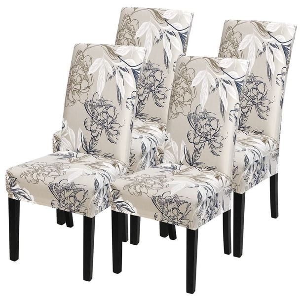Fundas elásticas para sillas de comedor con patrón floral, juego de 4