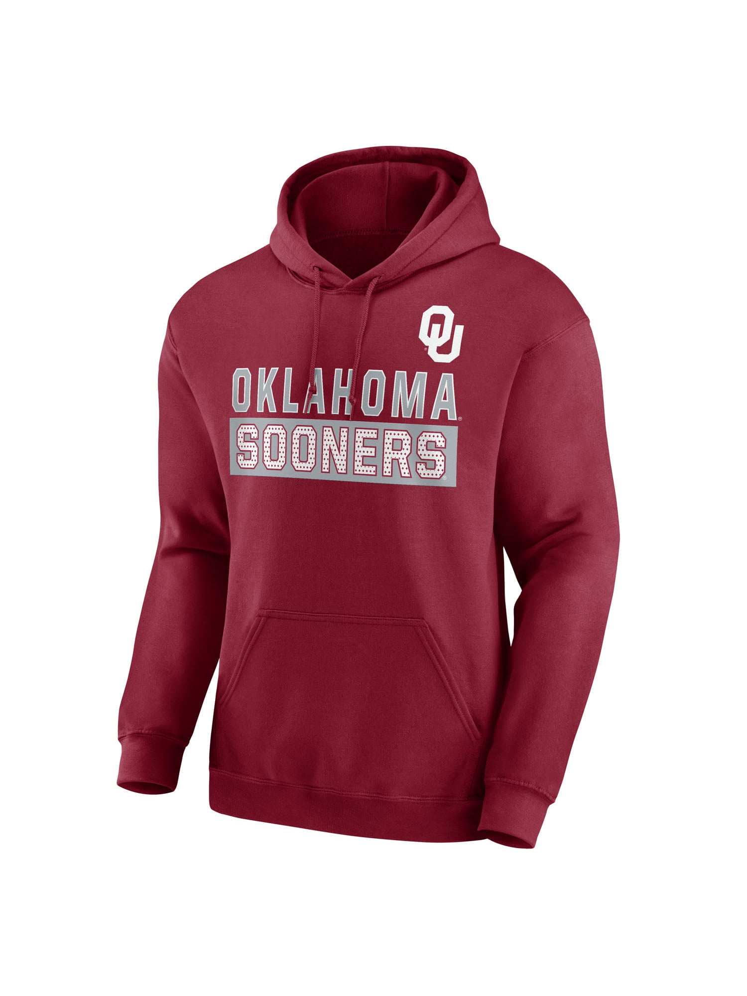NCAA Oklahoma Sooners Men's Crimson Stacked Cotton Fleece Pullover Hoodie, Up to Size 3XL