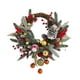 thumbnail image 2 of Corona de Navidad para Puerta Principal 18 Pulgadas Floral Artificial | Elegante lazo de lino, resistente a la intemperie, decoración versátil para el hogar de vacaciones, colgante de pared interior, 2 of 7