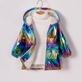 thumbnail image 2 of AherBiu Kid's Clothes Girls Fleece Lined Coats Zip up Hooded Sparkly Elastic Waist Waterproof Jackets, 2 of 7