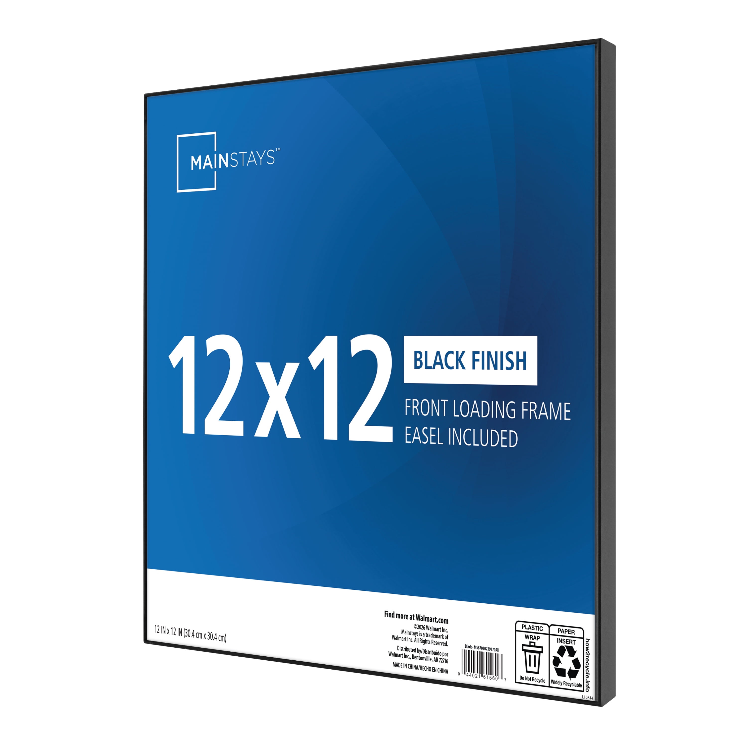 Mainstays 12x12 Picture Frame Black Front Loading Wall or Tabletop Photo Frame
