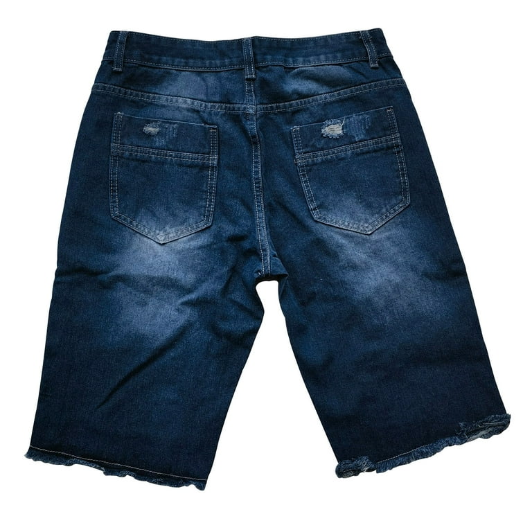 Hollister Co. Denim shorts - dark wash destroy/dark-blue denim