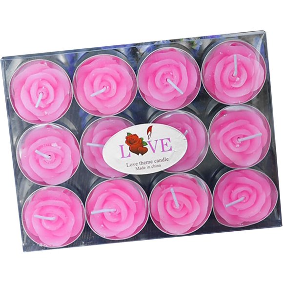 Yazoeia Valentine'S Day Tealight Candles 12 Pieces Artificial Rose Petal Tealight Romantic Gifts for Her, Home Bedroom Decor Gifts for Him, Women, Men, Holiday Ornament (Pink) CJC912-112545