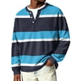 thumbnail image 2 of Nokdvo Mens Long Sleeve Waffle Shirt Lightweight Striped 1/4 Button Up Henley Casual Pullover Tops Fall Winter Quilted Knit Solid Color Loose Workout Shirts,Navy 3XL, 2 of 6