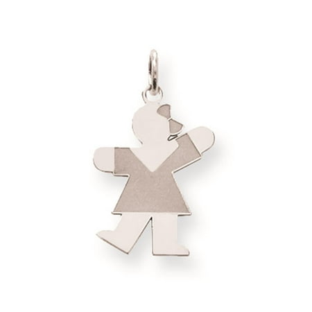 925 Sterling Silver Polished Kiss Kid Flat Charm Pendant 22mmx15mm